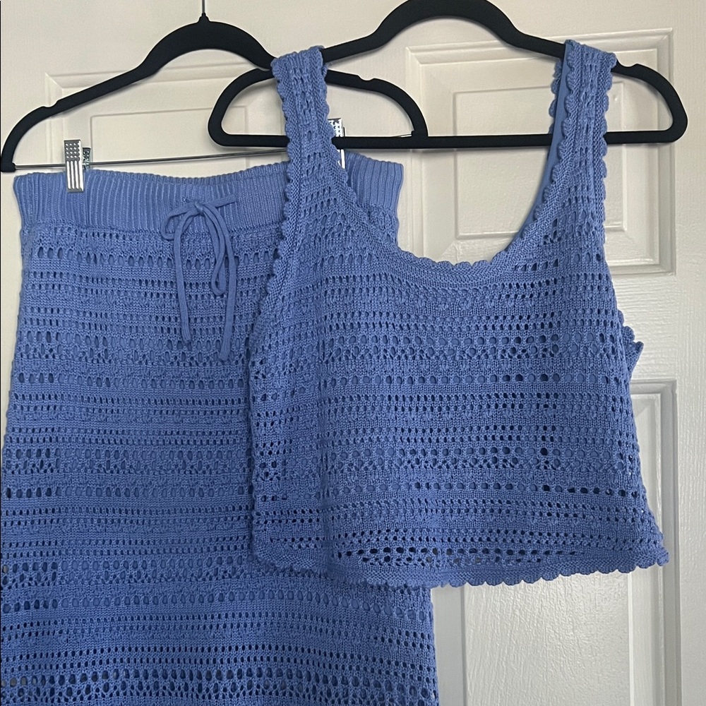 No Boundaries Periwinkle Crochet Tank & Maxi Skirt Set